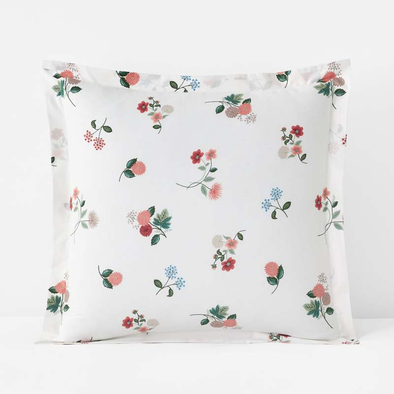 Ditsy Dahlia Classic Cool Cotton Percale Sham - Cream Multi, Euro,Cream Multi