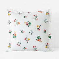Ditsy Dahlia Classic Cool Cotton Percale Sham - White Multi, Euro,White Multi