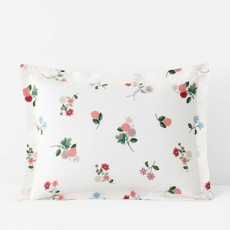 Ditsy Dahlia Classic Cool Cotton Percale Sham - Cream Multi, Standard,Cream Multi