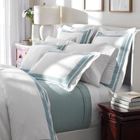 Double Border Premium Smooth Supima® Cotton Wrinkle-Free Sateen Duvet Cover - Cloud, Twin/Twin XL,Cloud