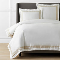 Double Border Premium Smooth Supima® Cotton Wrinkle-Free Sateen Duvet Cover - Ivory, Twin/Twin XL,Ivory
