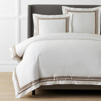 Double Border Premium Smooth Supima® Cotton Wrinkle-Free Sateen Duvet Cover - Light Birch, Twin/Twin XL,Light Birch