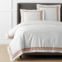Double Border Premium Smooth Supima® Cotton Wrinkle-Free Sateen Duvet Cover - Rose, Twin/Twin XL,Rose