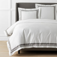 Double Border Premium Smooth Supima® Cotton Wrinkle-Free Sateen Duvet Cover - Silver, Twin/Twin XL,Silver
