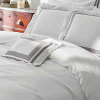 Double Border Premium Smooth Supima® Cotton Wrinkle-Free Sateen Duvet Cover - Silver, Twin/Twin XL,Silver