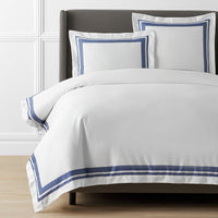 Double Border Premium Smooth Supima® Cotton Wrinkle-Free Sateen Duvet Cover - Blue Dusk, Twin/Twin XL,Blue Dusk