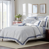 Double Border Premium Smooth Supima® Cotton Wrinkle-Free Sateen Sham - Blue Dusk, Standard,Blue Dusk