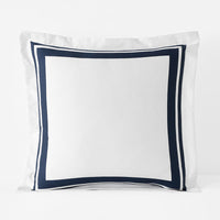 Double Border Premium Smooth Supima® Cotton Wrinkle-Free Sateen Sham - Navy, Euro,Navy