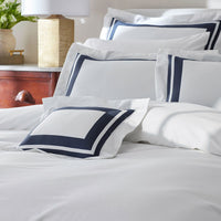 Double Border Premium Smooth Supima® Cotton Wrinkle-Free Sateen Sham - Navy, Standard,Navy