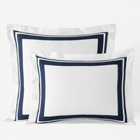 Double Border Premium Smooth Supima® Cotton Wrinkle-Free Sateen Sham - Navy, Standard,Navy