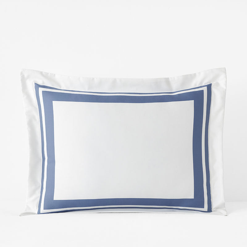 Double Border Premium Smooth Supima® Cotton Wrinkle-Free Sateen Sham - Blue Dusk, Standard,Blue Dusk