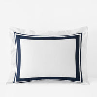 Double Border Premium Smooth Supima® Cotton Wrinkle-Free Sateen Sham - Navy, Standard,Navy