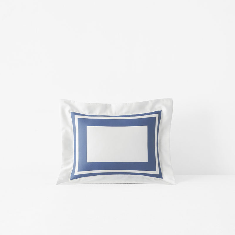 Double Border Premium Smooth Supima® Cotton Wrinkle-Free Sateen Decorative Lumbar Pillow Cover - Blue Dusk, 12 in. x 16 in.,Blue Dusk
