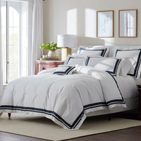 Double Border Premium Smooth Supima® Cotton Wrinkle-Free Sateen Decorative Lumbar Pillow Cover - Navy, 14 in. x 40 in.,Navy