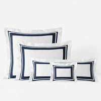 Double Border Premium Smooth Supima® Cotton Wrinkle-Free Sateen Decorative Lumbar Pillow Cover - Navy, 14 in. x 40 in.,Navy