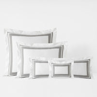 Double Border Premium Smooth Supima® Cotton Wrinkle-Free Sateen Decorative Lumbar Pillow Cover - Silver, 14 in. x 40 in.,Silver