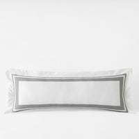 Double Border Premium Smooth Supima® Cotton Wrinkle-Free Sateen Decorative Lumbar Pillow Cover - Silver, 14 in. x 40 in.,Silver
