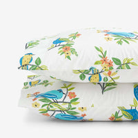 Summer Prints Classic Cool Cotton Percale Pillowcase Set - Bird Days, Standard,Bird Days