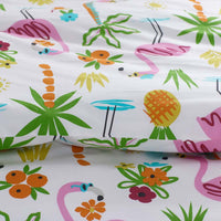 Summer Prints Classic Cool Cotton Percale Duvet Cover - Flamingo and Palms, Twin/Twin XL,Flamingo and Palms