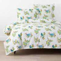 Summer Prints Classic Cool Cotton Percale Duvet Cover - Bird Days, Full/Queen,Bird Days