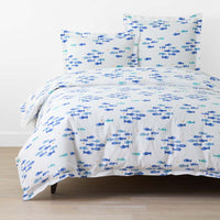Summer Prints Classic Cool Cotton Percale Duvet Cover - Fish Swim, Full/Queen,Fish Swim