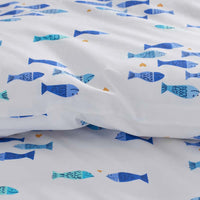 Summer Prints Classic Cool Cotton Percale Duvet Cover - Fish Swim, Full/Queen,Fish Swim