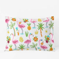 Summer Prints Classic Cool Cotton Percale Sham - Flamingo and Palms, Standard,Flamingo and Palms