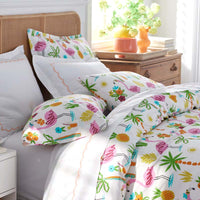 Summer Prints Classic Cool Cotton Percale Sham - Flamingo and Palms, Standard,Flamingo and Palms