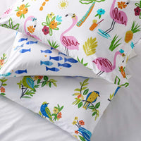 Summer Prints Classic Cool Cotton Percale Sham - Flamingo and Palms, Standard,Flamingo and Palms