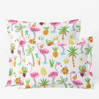 Summer Prints Classic Cool Cotton Percale Sham - Flamingo and Palms, Standard,Flamingo and Palms
