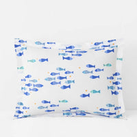 Summer Prints Classic Cool Cotton Percale Sham - Fish Swim, Standard,Fish Swim