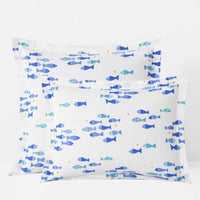 Summer Prints Classic Cool Cotton Percale Sham - Fish Swim, Standard,Fish Swim