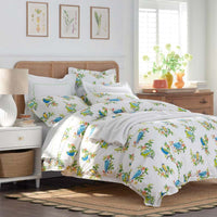 Summer Prints Classic Cool Cotton Percale Bed Sheet Set - Bird Days, Twin,Bird Days