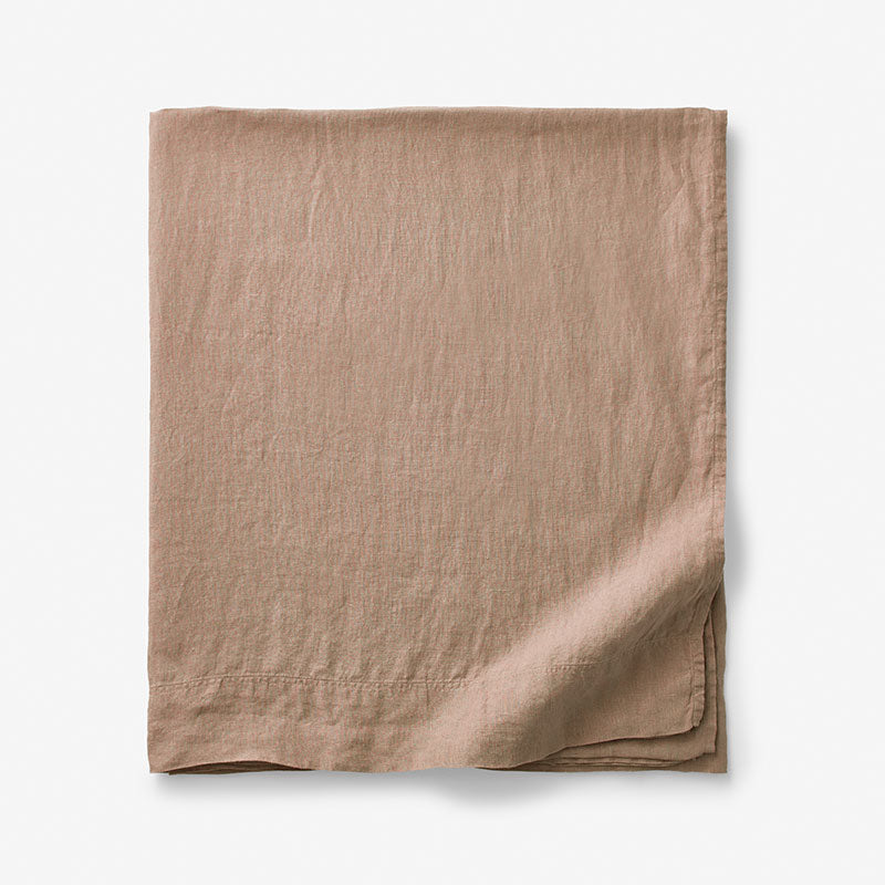 Premium Breathable Washed Linen Solid Flat Bed Sheet - Light Clay, Twin/Twin XL,Light Clay