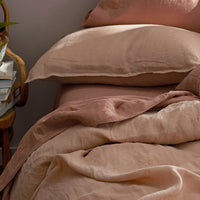 Premium Breathable Washed Linen Solid Flat Bed Sheet - Light Clay, Twin/Twin XL,Light Clay