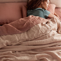 Premium Breathable Washed Linen Solid Flat Bed Sheet - Light Clay, Twin/Twin XL,Light Clay