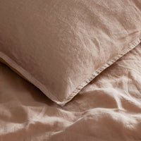 Premium Breathable Washed Linen Solid Flat Bed Sheet - Light Clay, Twin/Twin XL,Light Clay