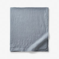 Premium Breathable Washed Linen Solid Flat Bed Sheet - Dusty Blue, Full,Dusty Blue