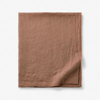 Premium Breathable Washed Linen Solid Flat Bed Sheet - Terracotta, Twin/Twin XL,Terracotta