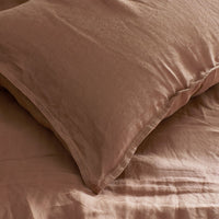 Premium Breathable Washed Linen Solid Flat Bed Sheet - Terracotta, Twin/Twin XL,Terracotta