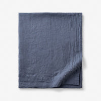Premium Breathable Washed Linen Solid Flat Bed Sheet - Denim Blue, Twin/Twin XL,Denim Blue