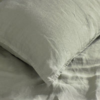 Premium Breathable Washed Linen Solid Flat Bed Sheet - Moss Green, Twin/Twin XL,Moss Green