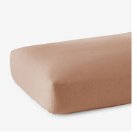 Premium Breathable Washed Linen Solid Fitted Bed Sheet - Light Clay, Twin,Light Clay