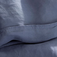 Premium Breathable Washed Linen Solid Fitted Bed Sheet - Denim Blue, Twin,Denim Blue