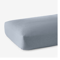 Premium Breathable Washed Linen Solid Fitted Bed Sheet - Dusty Blue, Twin,Dusty Blue
