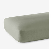 Premium Breathable Washed Linen Solid Fitted Bed Sheet - Moss Green, Twin,Moss Green