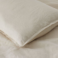 Premium Breathable Washed Linen Solid Fitted Bed Sheet - Parchment, Twin,Parchment