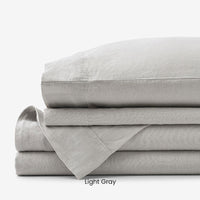 Premium Breathable Washed Linen Solid Bed Sheet Set,