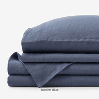 Premium Breathable Washed Linen Solid Bed Sheet Set,