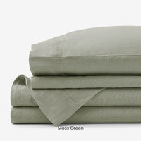 Premium Breathable Washed Linen Solid Bed Sheet Set,